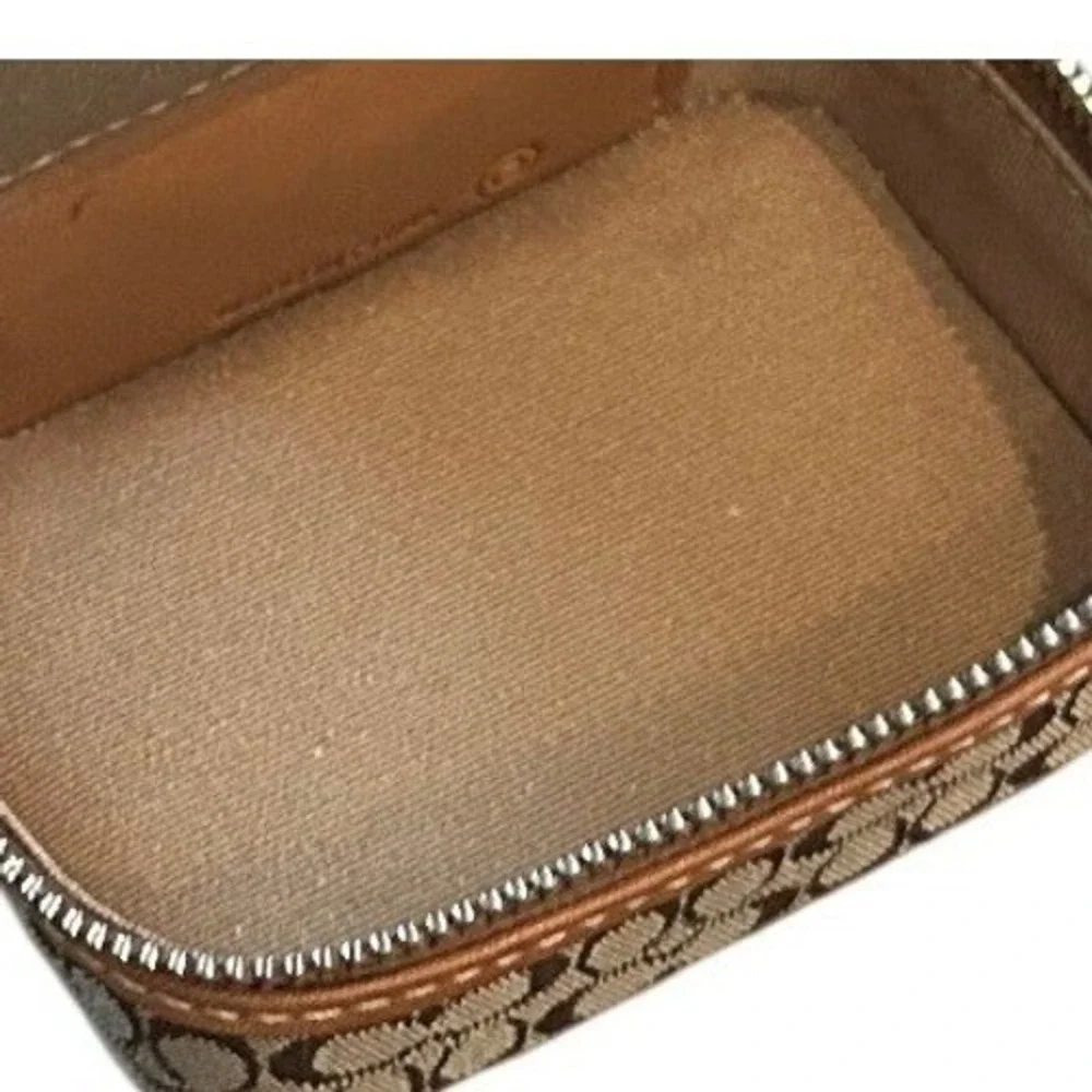 Coach Jewelry Medicine Case Signature Monogram Canvas Leather Tag Designer Y2K